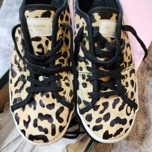KEDS × KATE SPADE Leopard Cheetah Fur Sneaker Flat W/ Box Black Tan Womens 7.5